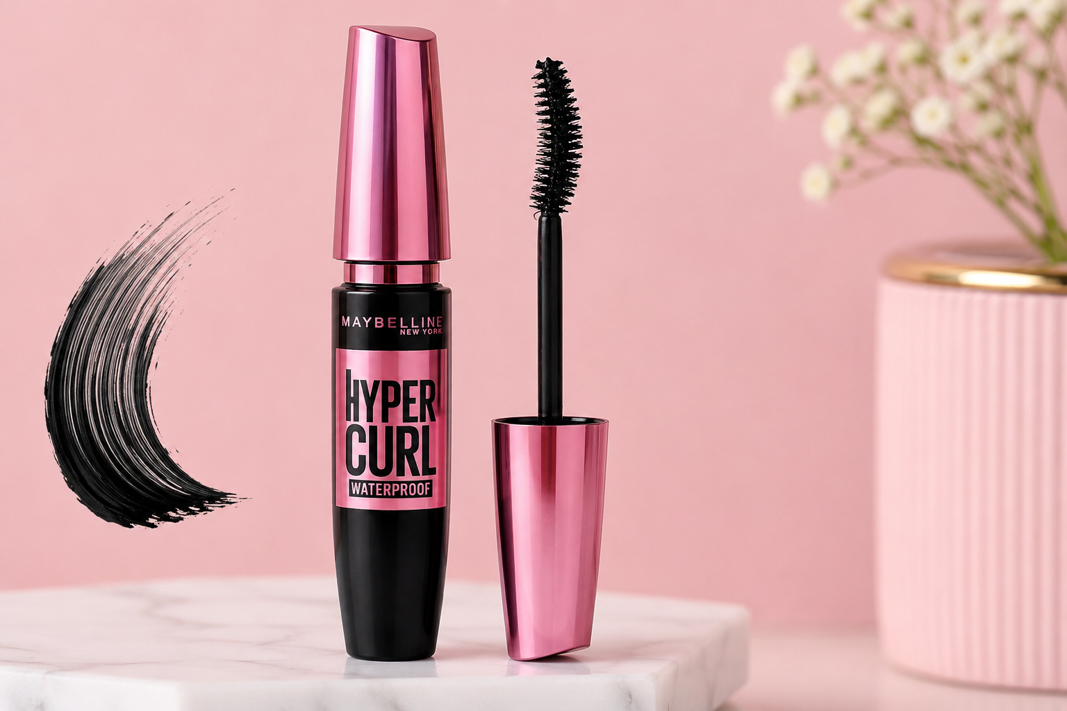 Maybelline New York Hypercurl Waterproof Mascara Black – Long Lasting Curl & Smudge Proof Eyelash Mascara